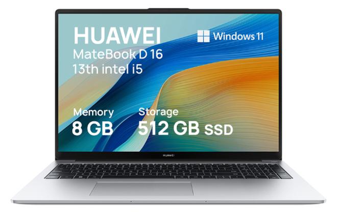 HUAWEI Matebook D16 Laptop With 16-Inch Eye Comfort FullView Display, Ultra Slim, Core i5-13420H Processor/8GB RAM/512GB SSD/Windows 11 Home English/Arabic Mystic Silver English/Arabic Mystic Silver - Image 1