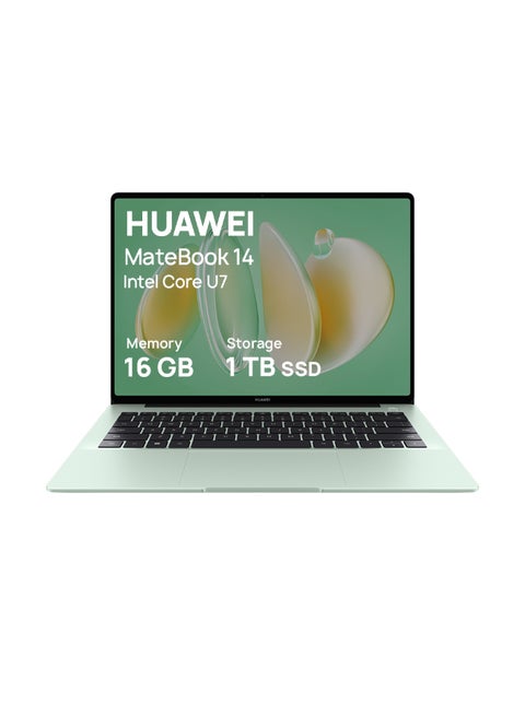 Matebook 14 Laptop With 14.2-Inch 2.8K OLED Touch-Control Handwriting Display, Ultra-Slim Design, Intel Core Ultra U7 Processor/16GB RAM/1TB SSD/Intel Arc Graphics/Window 11 Home English/Arabic Green