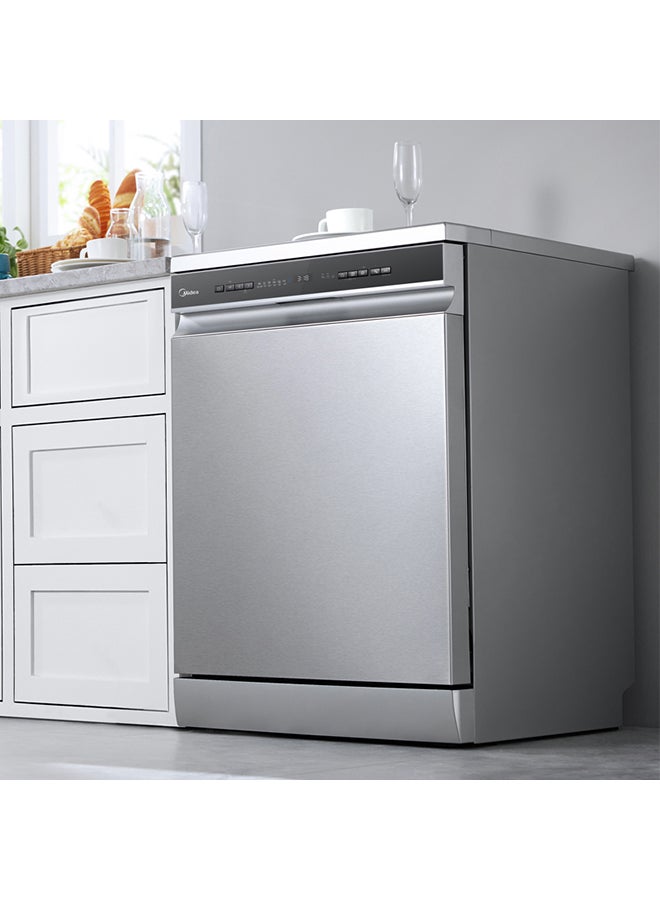مديا Midea Dishwasher - 9 Programs - 15 Place Settings - Silver - WQP15WU7633GSS 15 kg WQP15WU7633GSS silver - Image 2