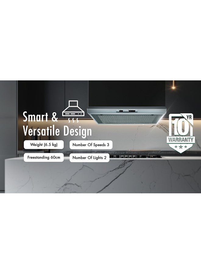 أريستون Ariston Freestanding Slider Hood  Convertible  3 Speeds  60 Cm  Inox SL161LPIX Silver  - Image 3