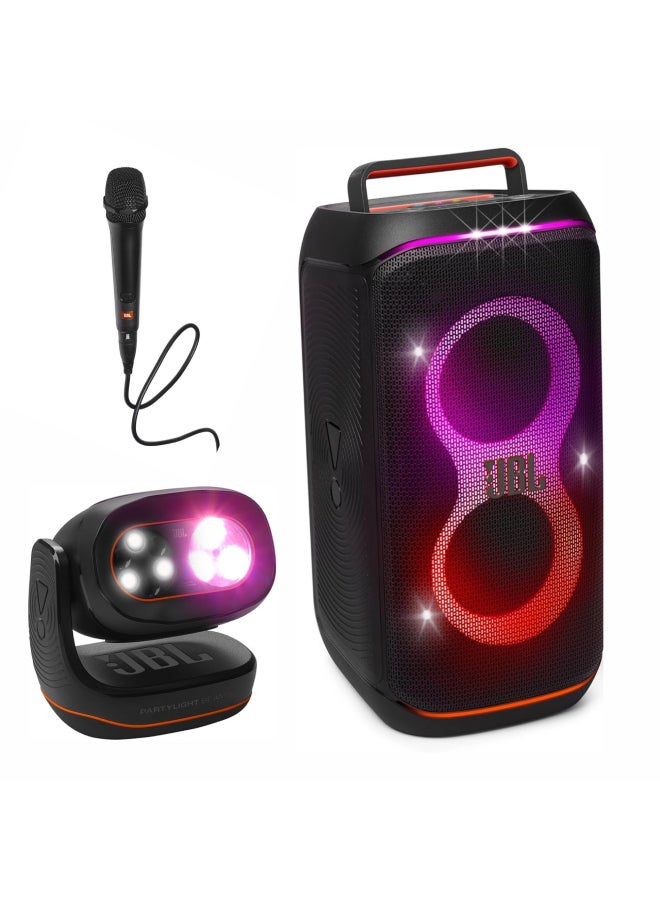 JBL PartyBox Club 120 Wireless Party Speaker,  + PARTYLIGHT BEAM Bluetooth projection party light + PBM100 Wired Dynamic Vocal Mic with Cable JBLPBCLUB120UK+JBLPLBEAMEU+JBLPBM100BLK Black  - Image 1