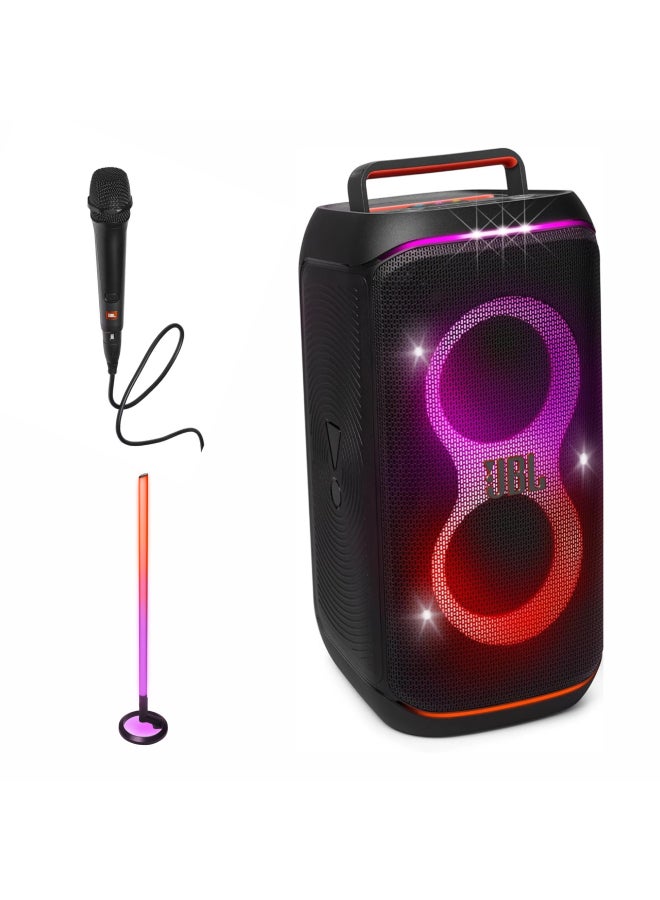 JBL PartyBox Club 120 Wireless Party Speaker,  + PBM100 Wired Dynamic Vocal Mic with Cable + PartyLight Stick JBLPBCLUB120UK+JBLPBM100BLK+JBLPLSTICK Black  - Image 1