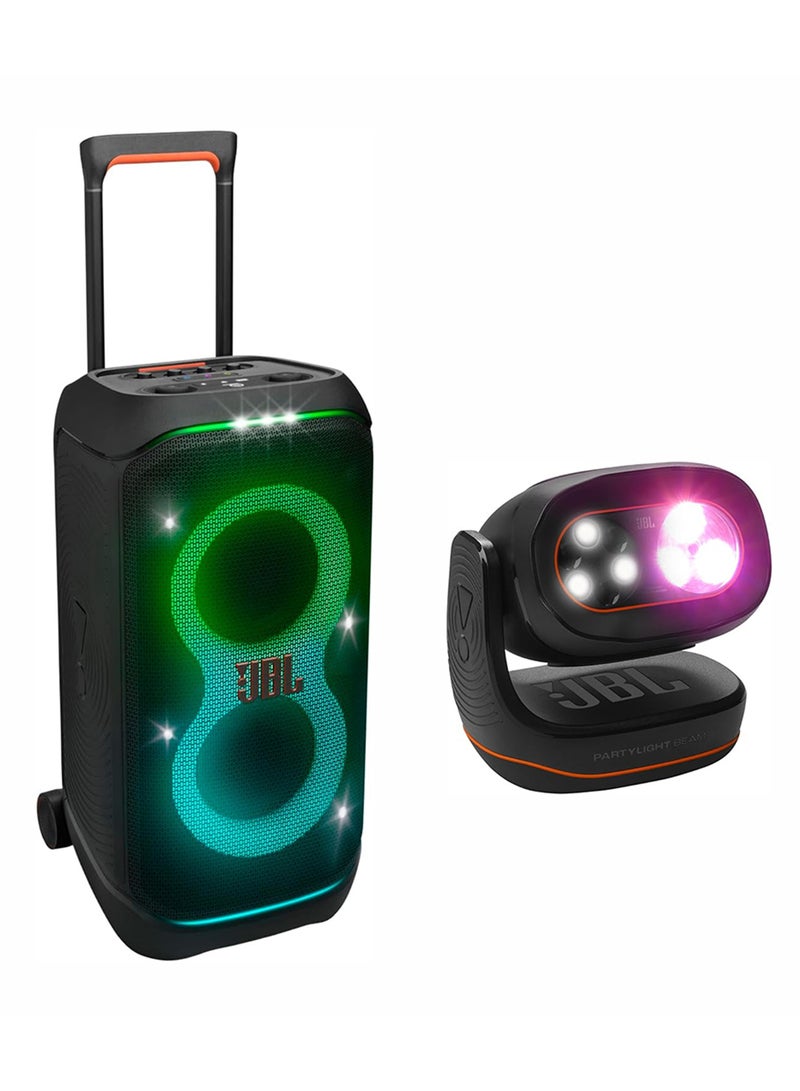 JBL PartyBox Stage 320 Wireless Party Speaker, +PARTYLIGHT BEAM Bluetooth projection party light JBLPBSTAGE320UK+JBLPLBEAMEU Black  - Image 1
