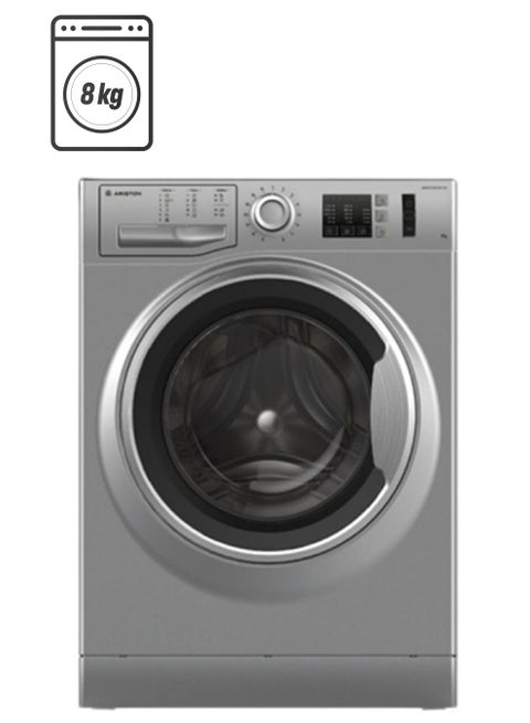 Ariston Washer Front Load - 8 Kg Washing - 15 programs - Grey - NM10823SS60hz 8 kg NM10823SS60hz silver