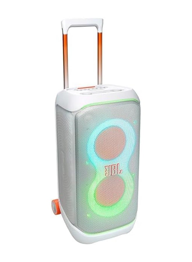 JBL Partybox 320, Portable Bluetooth 240W Party Speaker, AI Sound Boost, Futuristic Light Show, Multispeaker Connection by Auracast, Telescopic Handle & Wheels, Dual Guitar & Mic Inputs JBLPBSTAGE320SWUK White - Image 1