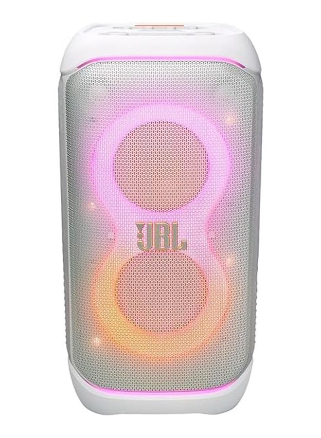 JBL Partybox 320, Portable Bluetooth 240W Party Speaker, AI Sound Boost, Futuristic Light Show, Multispeaker Connection by Auracast, Telescopic Handle & Wheels, Dual Guitar & Mic Inputs JBLPBSTAGE320SWUK White - Image 3