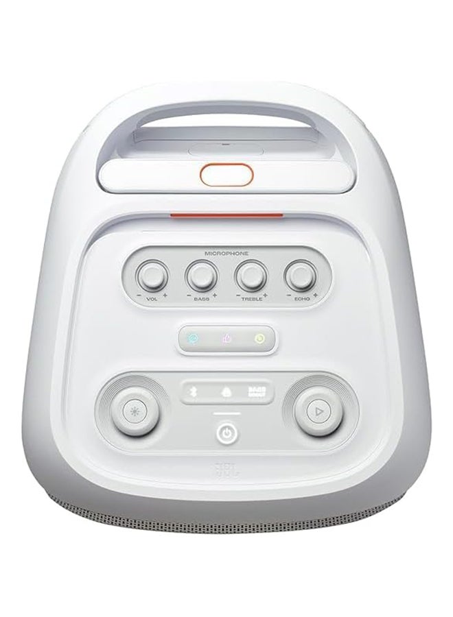 JBL Partybox 320, Portable Bluetooth 240W Party Speaker, AI Sound Boost, Futuristic Light Show, Multispeaker Connection by Auracast, Telescopic Handle & Wheels, Dual Guitar & Mic Inputs JBLPBSTAGE320SWUK White - Image 4