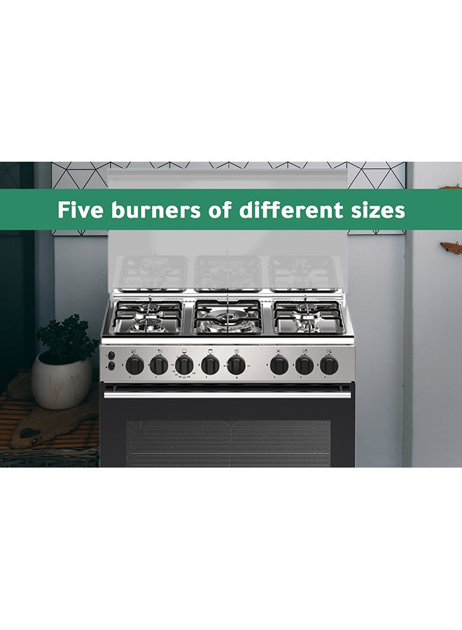 بومباني موقد غاز بومباني - 5 شعلات مع فرن وشواية - رمادي - 85x80 سم - Image 3