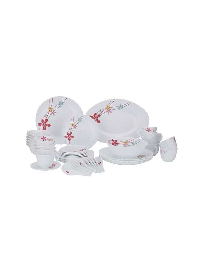 Royalford 50 Piece Opalware Dinner Set Assorted Design Light Weight Service For 6 White 10.33kg - Image 1