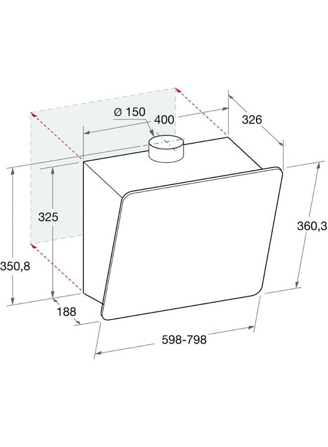 أريستون Hotpoint Ariston Cooker Hood Wall Mounted - 3 Speeds - Black 270 W HHVP8.7FLTK Black  - Image 3
