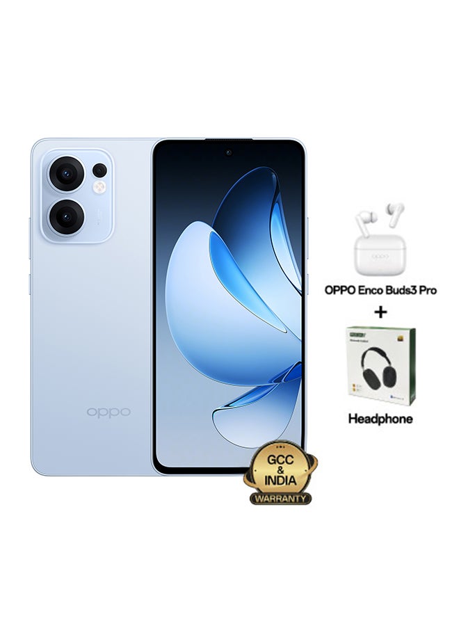 أوبو - Reno13 F AI Phone Dual SIM 5G 512GB 12GB RAM Skyline Blue + Oppo Enco Buds3Pro + Headphones - Middle East Version - Image 1