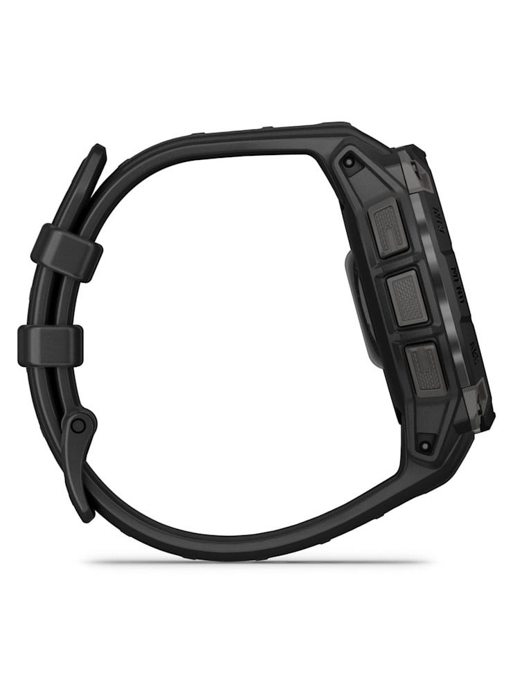 GARMIN - Instinct 3 - 45MM - Black with black band - Up to 18 Days of  Battery life  - 1.2" Amoled Display, Chemically strengthened glass, Heart Rate Monitor, All day stress monitor, Smart notification, Super bright LED flashlight, iOS and Android compatible Black - Image 1