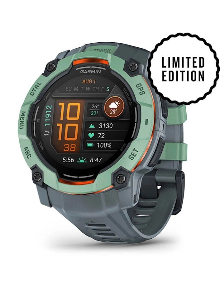 GARMIN Instinct 3 - 50MM - Neotropic with Twilight Band - Up to 24 Days of  Battery life  - 1.3" Amoled Display, Chemically strengthened glass, Heart Rate Monitor, All day stress monitor, Smart notification, Super bright LED flashlight, iOS and Android compatible Neo Tropic  - Image 1