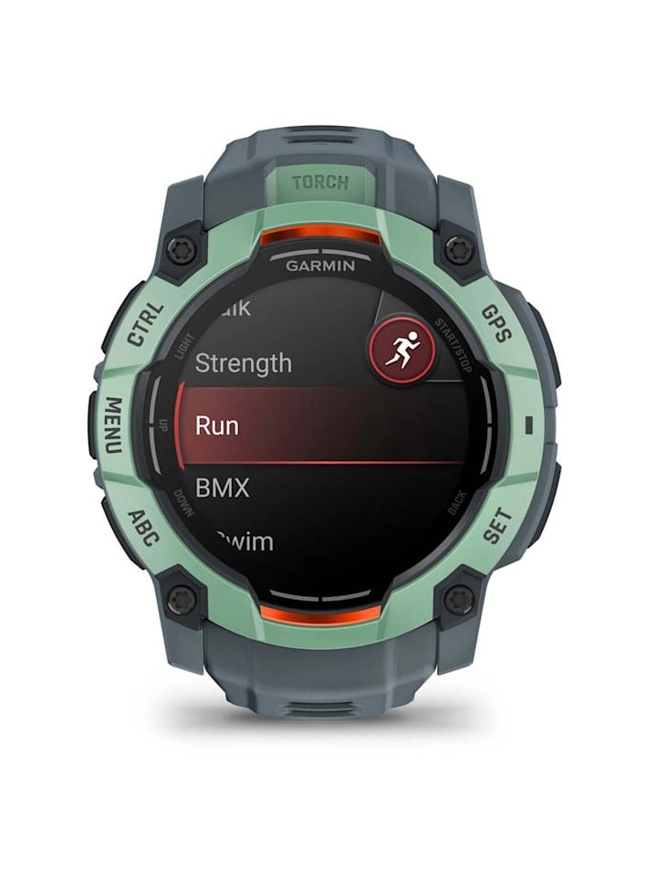 GARMIN Instinct 3 - 50MM - Neotropic with Twilight Band - Up to 24 Days of  Battery life  - 1.3" Amoled Display, Chemically strengthened glass, Heart Rate Monitor, All day stress monitor, Smart notification, Super bright LED flashlight, iOS and Android compatible Neo Tropic  - Image 2