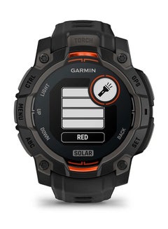GARMIN Instinct 3 - 45MM - Solar Black with black band - Up to 28 days Unlimited with Solar Charging  - 1.1" Sunlight-visible, transflective memory-in-pixel (MIP), Power Glass, Heart Rate Monitor, All day stress monitor, Solar Charging, Super bright LED flashlight, iOS and Android compatible Black  - Image 5