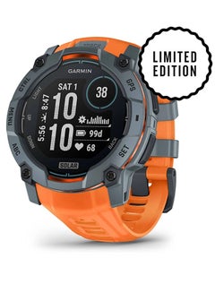 Instinct 3 Limited Edition Solar - 50MM -  Twilight with Solstice Band - Up to 40 days Unlimited with solar  - 1.1" Sunlight-visible, transflective memory-in-pixel (MIP), Power Glass, Heart Rate Monitor, All day stress monitor, Solar charging, Super bright LED flashlight, iOS and Android compatible Twilight