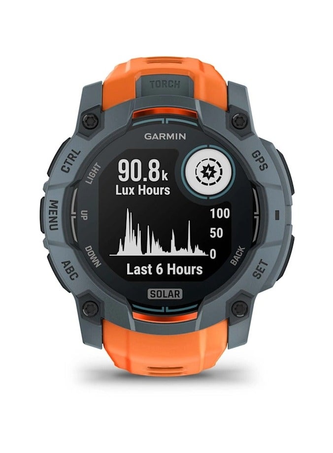 GARMIN - Instinct 3 Limited Edition Solar - 50MM -  Twilight with Solstice Band - Up to 40 days Unlimited with solar  - 1.1" Sunlight-visible, transflective memory-in-pixel (MIP), Power Glass, Heart Rate Monitor, All day stress monitor, Solar charging, Super bright LED flashlight, iOS and Android compatible Twilight - Image 1
