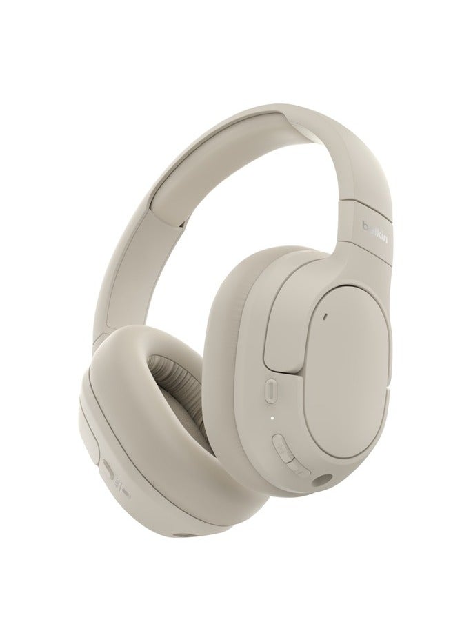 belkin - SoundForm Isolate Wireless Headphones  Active Noise Cancellation, High-Quality Sound, 60-Hour Battery Life, Foldable  Comfortable Design beige - Image 1
