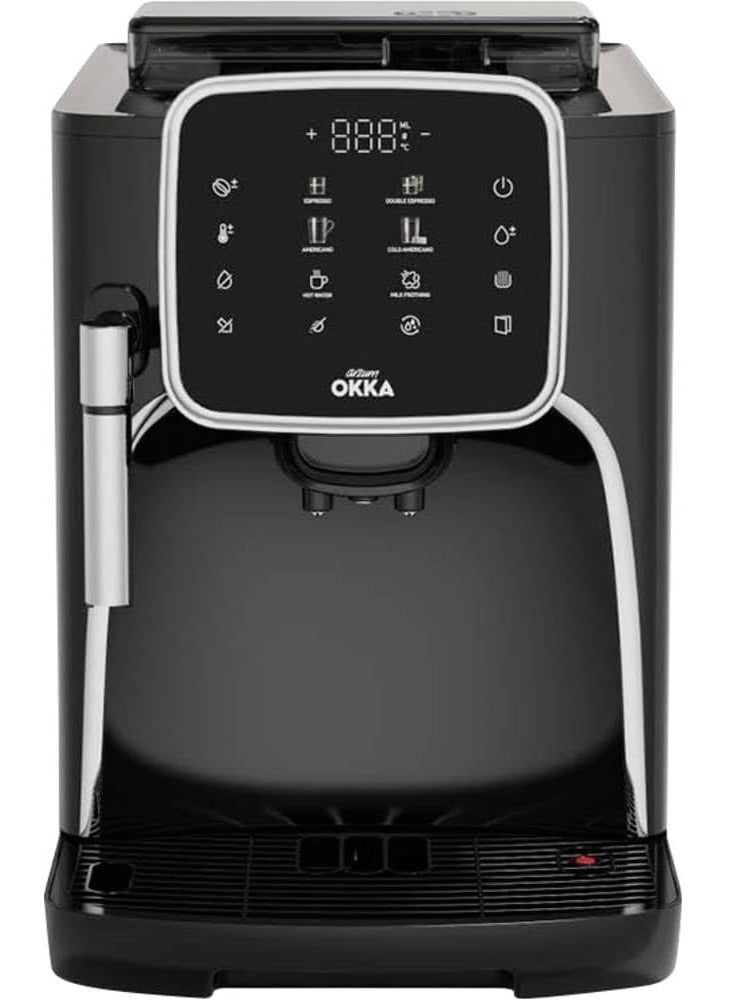 Arzum Okka Espresso Pro fully Automatic Espresso Machine,1.8L Water Capacity, Double Espresso, Americano, Cold Americano, Powdered Coffee, Milk Foam, 1 year Manufacturing warranty 1.8 L 1450 W OK0030-05 Chrome 