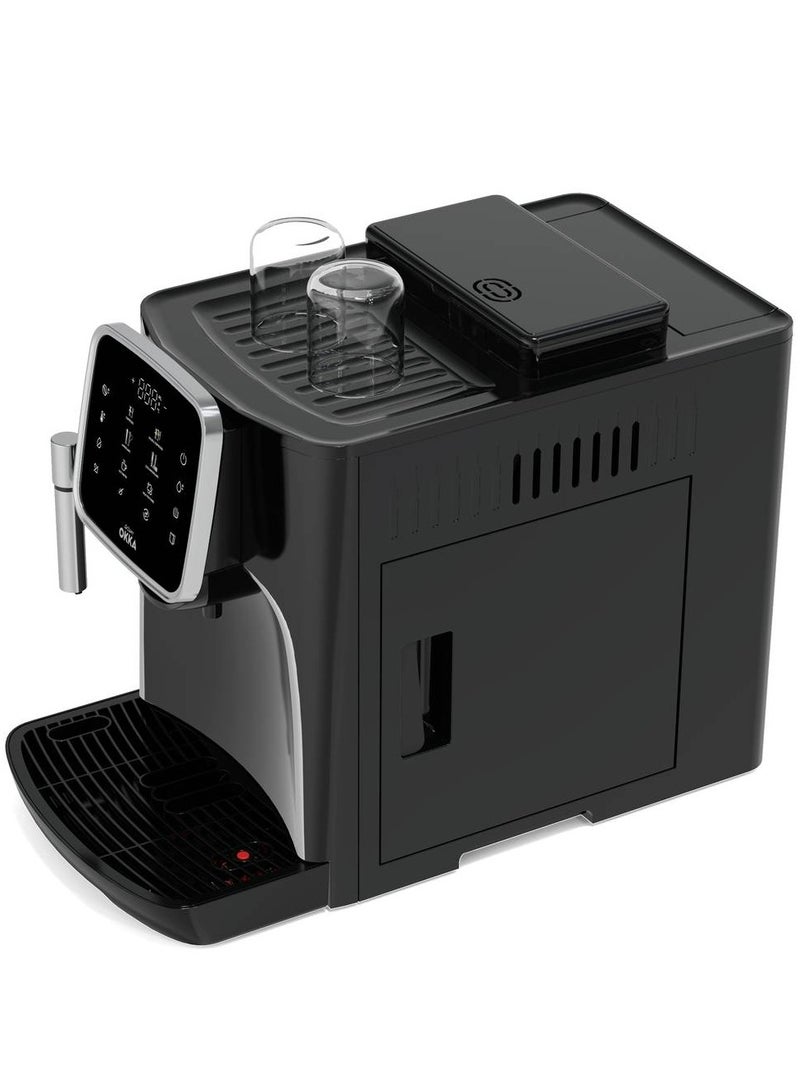 Arzum - Okka Espresso Pro fully Automatic Espresso Machine,1.8L Water Capacity, Double Espresso, Americano, Cold Americano, Powdered Coffee, Milk Foam, 1 year Manufacturing warranty 1.8 L 1450 W OK0030-05 Chrome - Image 1