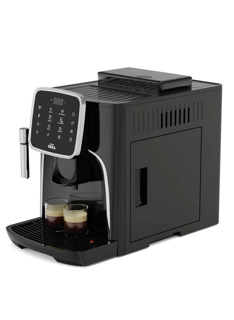 Arzum - Okka Espresso Pro fully Automatic Espresso Machine,1.8L Water Capacity, Double Espresso, Americano, Cold Americano, Powdered Coffee, Milk Foam, 1 year Manufacturing warranty 1.8 L 1450 W OK0030-05 Chrome - Image 1