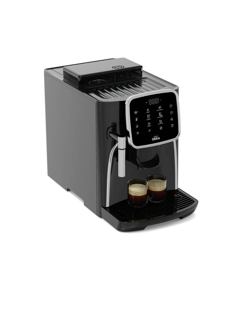 Arzum - Okka Espresso Pro fully Automatic Espresso Machine,1.8L Water Capacity, Double Espresso, Americano, Cold Americano, Powdered Coffee, Milk Foam, 1 year Manufacturing warranty 1.8 L 1450 W OK0030-05 Chrome - Image 1