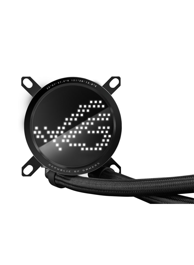 ASUS ROG Ryuo III 240 ARGB AIO Liquid CPU Cooler – 8th Gen Asetek Pump, Copper CPU Plate, 240mm Aluminum Radiator, Dual 120mm ROG ARGB Fans (2200 RPM, 70.07 CFM, 36.45 dB(A)), Anime Matrix LED Display, AURA Sync, PWM/DC Fan Control, AM5/AM4 & Intel LGA 1851/1700/1200/115x Compatibility | 90RC00J1-M0UAY0 Black  - Image 2