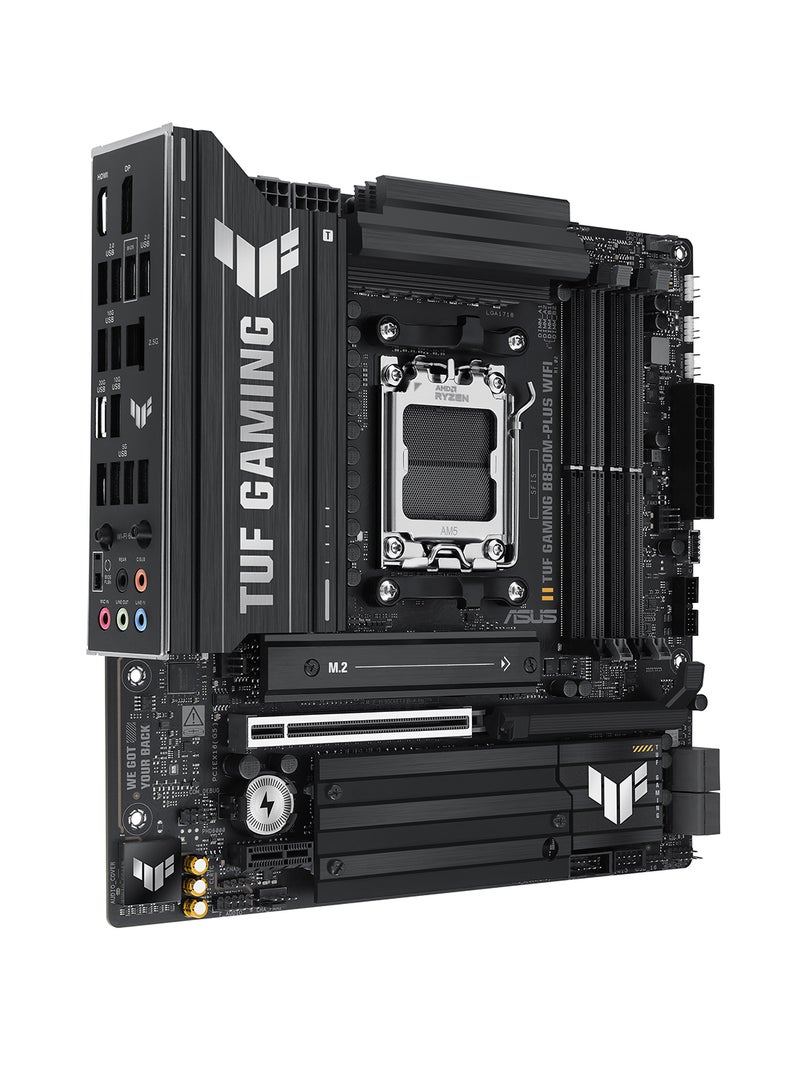 ASUS - TUF Gaming B850M-Plus Wi-Fi AM5 Micro-ATX Motherboard, AMD B850 Chipset, 4x DIMM DDR5 Slots, Up to 192GB Max Memory, 1 x PCIe 5.0 x16 SafeSlot, 3 x M.2 Slots, Wi-Fi & BT | 90MB1IY0-M0EAY0 Black - Image 1