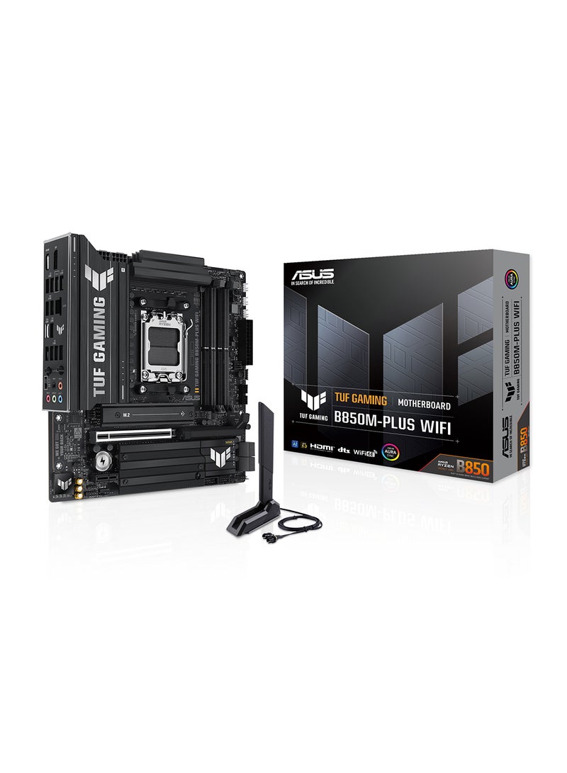 ASUS - TUF Gaming B850M-Plus Wi-Fi AM5 Micro-ATX Motherboard, AMD B850 Chipset, 4x DIMM DDR5 Slots, Up to 192GB Max Memory, 1 x PCIe 5.0 x16 SafeSlot, 3 x M.2 Slots, Wi-Fi & BT | 90MB1IY0-M0EAY0 Black - Image 1