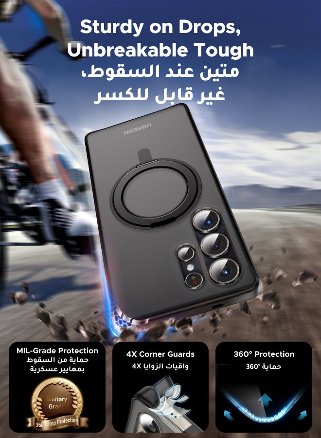 يو جرين جراب مغناطيسي دوار 360 درجة لهاتف سامسونج جالكسي S25 الترا【متوافق مع Magsafe】【مضاد للصدمات بدرجة عسكرية】كفر رفيع واقٍ لهاتف اس25 الترا مع حامل وحلقة، قابل للدوران 360 درجة  - Image 3
