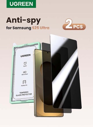 Samsung Galaxy S25 Ultra Privacy Screen Protector Face ID Supported Easy Installation Anti-Spy And Privacy Protection Anti-Fingerprint And Bubble Free, Case Friendly 9H Tempered Glass - Pack of 2, Black - pnsku/N70145705V/45/_/1740550739/1ed14b5d-a1e7-4812-8597-ff34be0b0efa
