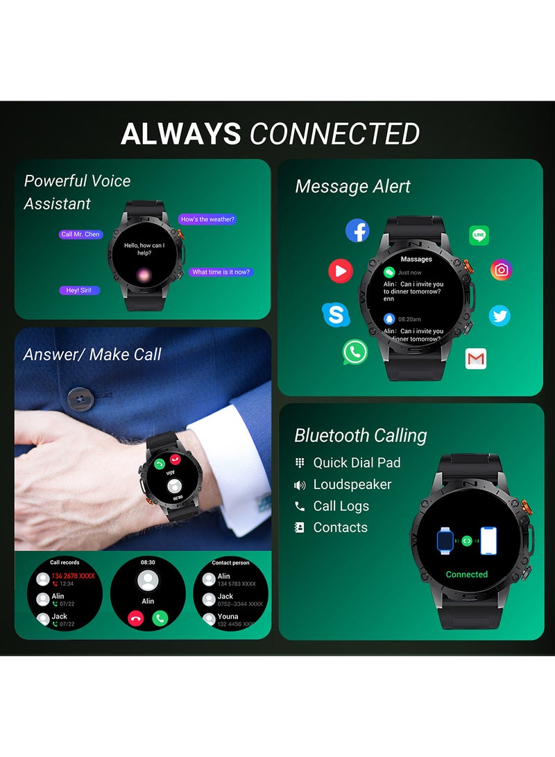 ArmFit - Dome Smartwatch For Men, AMOLED Always On Display Bluetooth Calling Waterproof Fitness Watches Compatible With Android iOS Black - Image 1