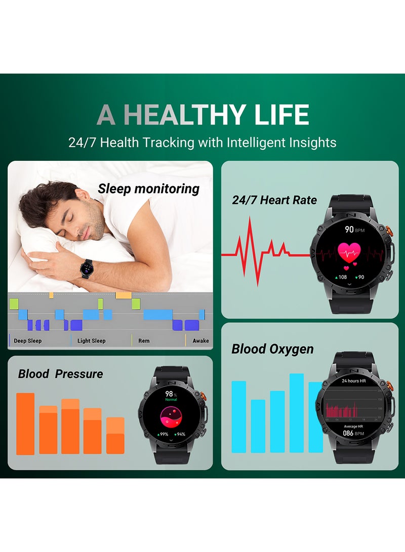 ArmFit - Dome Smartwatch For Men, AMOLED Always On Display Bluetooth Calling Waterproof Fitness Watches Compatible With Android iOS Black - Image 1