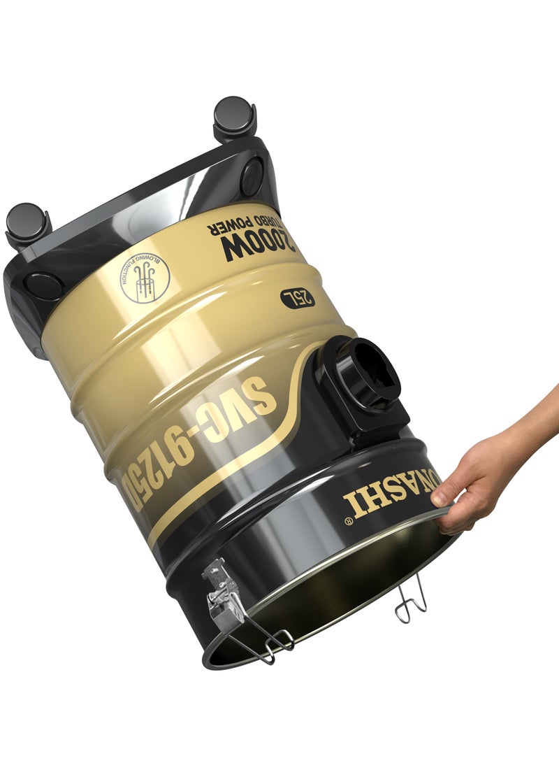 سوناشي - Drum Vacuum Cleaner with Dust Capacity | Strong Suction with Low Noise | Multi-Stage Filtration with Dust Full Indicator | Wheel Base for Easy Use | For Home & Offices 25 L 2000 W SVC-9125D Black & Gold - Image 1