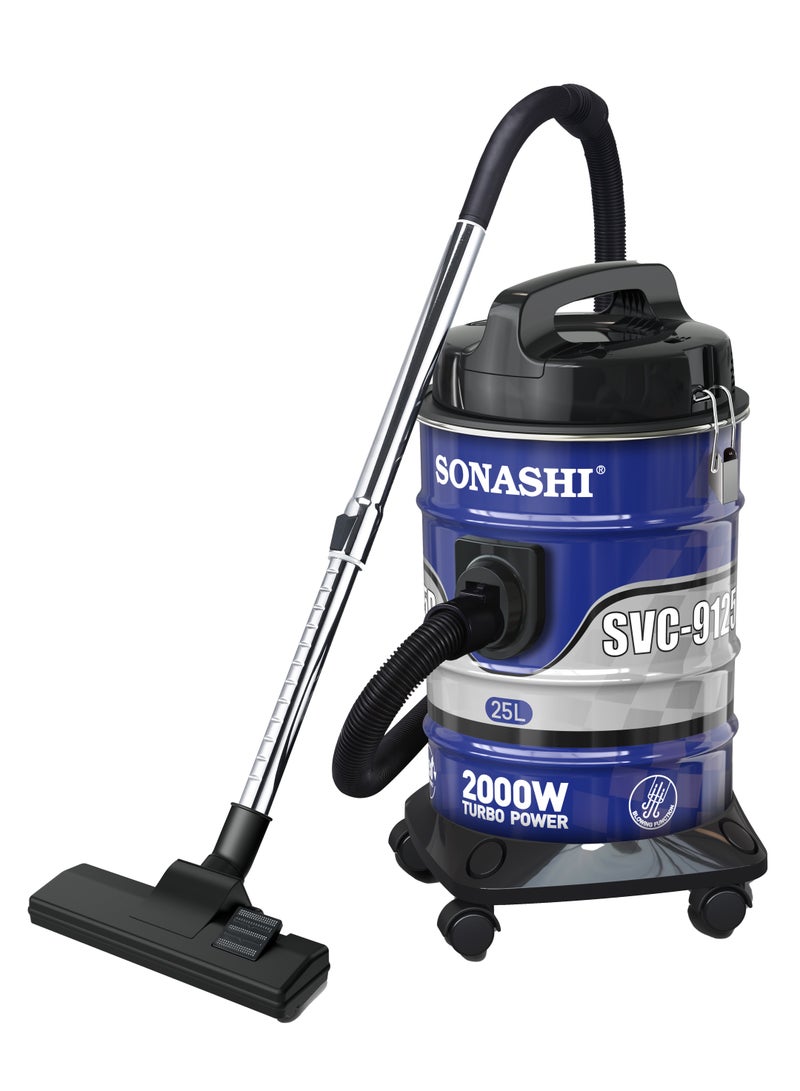 سوناشي Drum Vacuum Cleaner with Dust Capacity | Strong Suction with Low Noise | Multi-Stage Filtration with Dust Full Indicator | Wheel Base for Easy Use | For Home & Offices 25 L 2000 W SVC-9125D Black & Blue  - Image 1