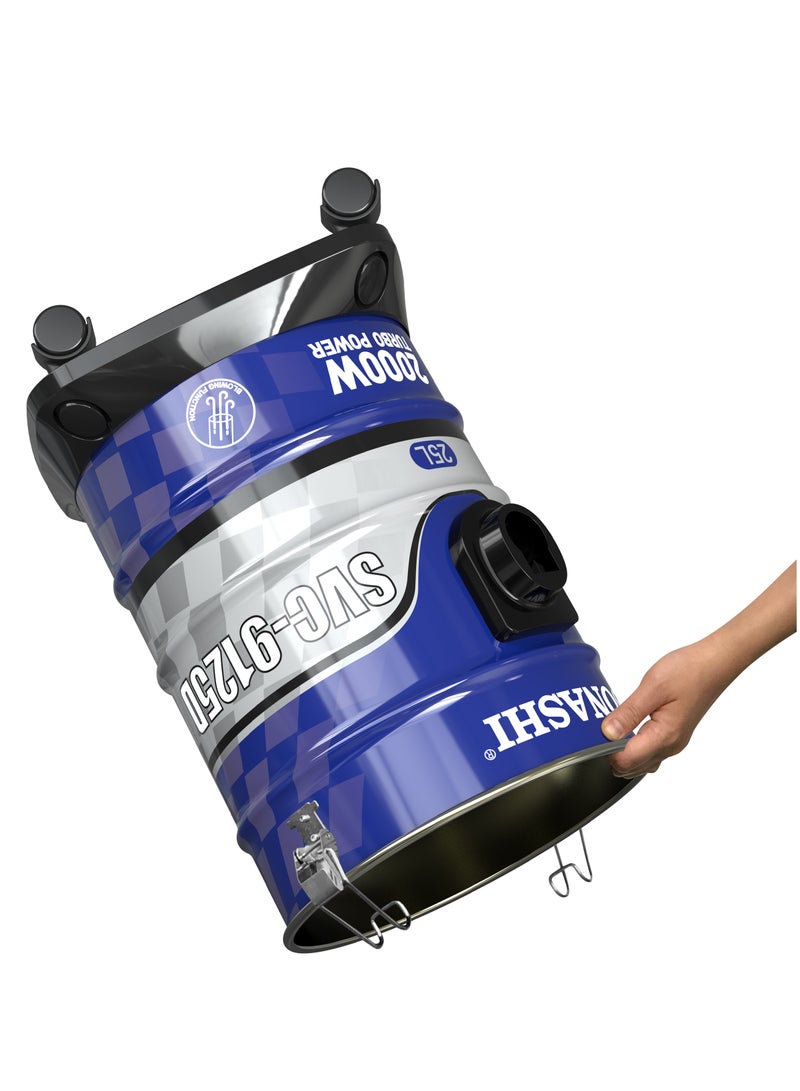 سوناشي Drum Vacuum Cleaner with Dust Capacity | Strong Suction with Low Noise | Multi-Stage Filtration with Dust Full Indicator | Wheel Base for Easy Use | For Home & Offices 25 L 2000 W SVC-9125D Black & Blue  - Image 3