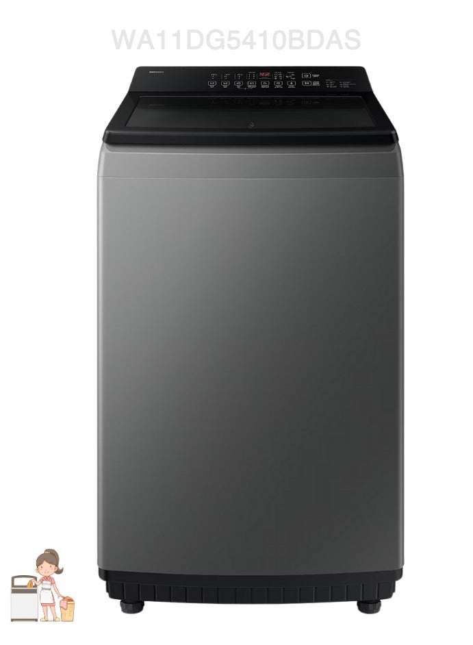 سامسونج Samsung Top Load Washing Machine, 11KG, Grey- WA11DG5410BDAS 11 kg WA11DG5410BDAS SILVER  - Image 1
