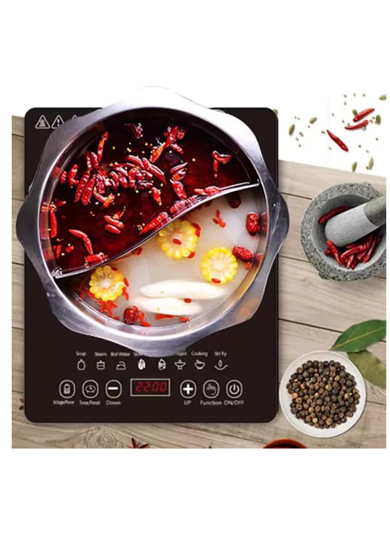 دي إل سي  موقد كهربائي بالأشعة تحت الحمراء، موقد هوائي، شواية من الفولاذ المقاوم للصدأ، لوحة لمس كاملة، إيقاف تلقائي وحماية من السخونة الزائدة - Image 2