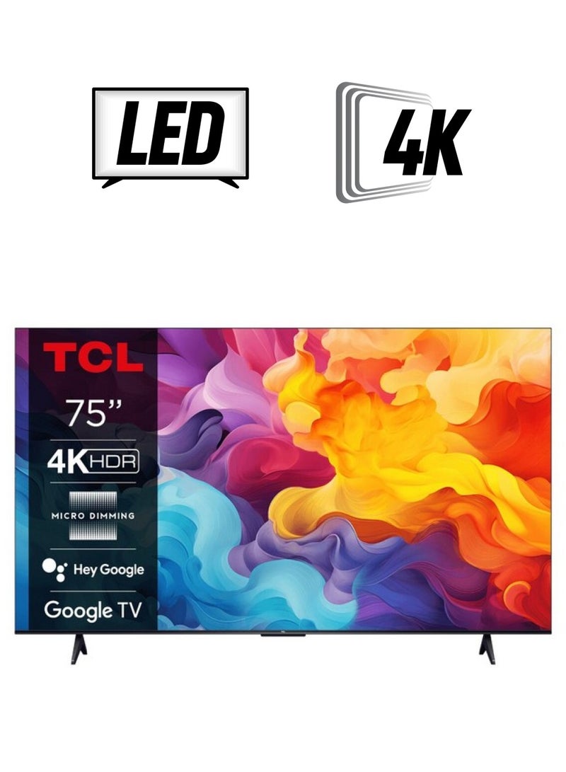 TCL 75 Inch 4K HDR10 Smart LED Google TV with Dolby Audio - 75V6B Black  - Image 1