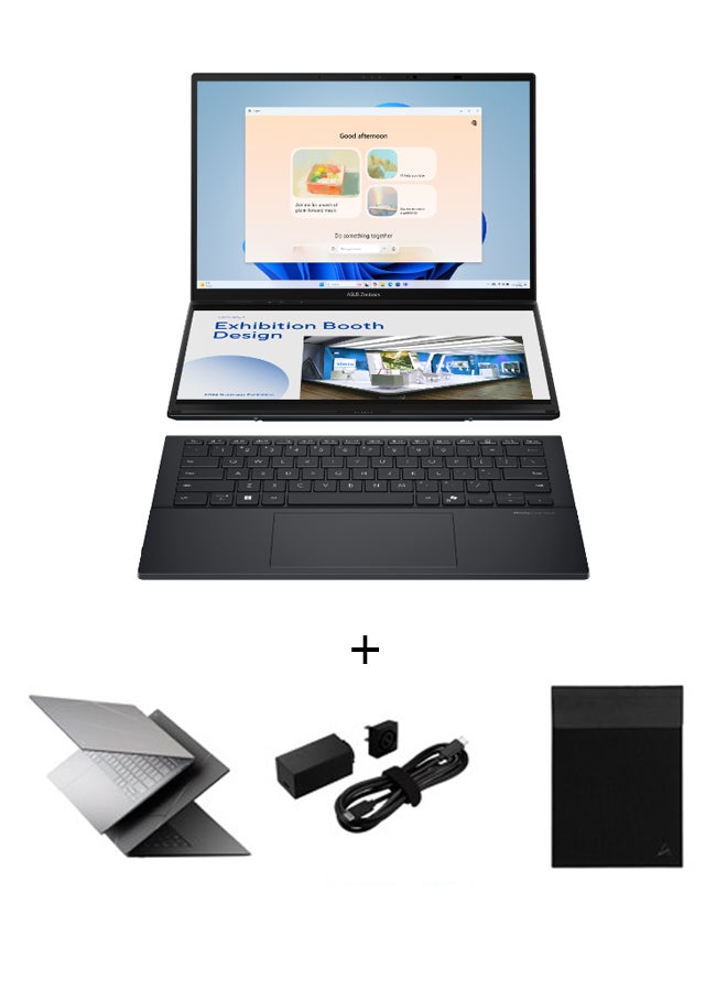 ASUS - Zenbook Duo Laptop With 14-Inch Display, Core Ultra 7-255H Processor/32GB RAM/1TB SSD/Intel UHD Graphics/Windows 11 Home English/Arabic Inkwell Gray - Image 1