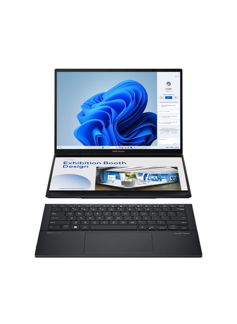 Zenbook Duo Laptop With 14-Inch Display, Core Ultra 9-285H Processor/32GB RAM/2TB SSD/Intel UHD Graphics/Windows 11 Home English/Arabic Basalt Gray
