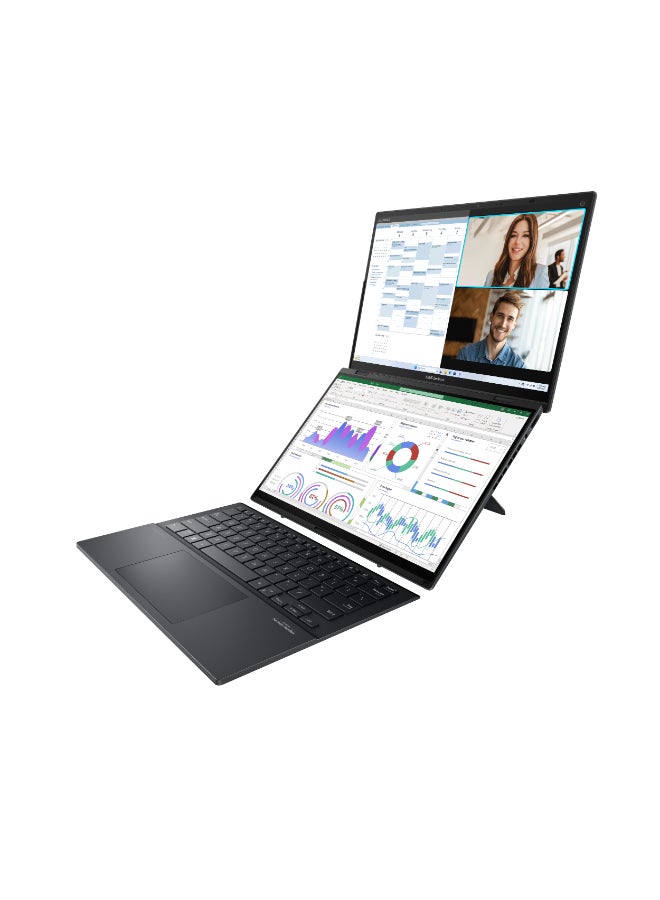 أسوس - Zenbook Duo Laptop With 14-Inch Display, Core Ultra 9-285H Processor/32GB RAM/2TB SSD/Intel UHD Graphics/Windows 11 Home English/Arabic Basalt Gray - Image 1