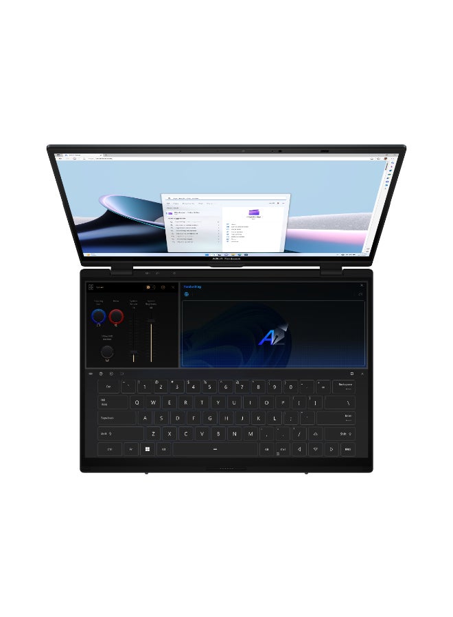 أسوس - Zenbook Duo Laptop With 14-Inch Display, Core Ultra 9-285H Processor/32GB RAM/2TB SSD/Intel UHD Graphics/Windows 11 Home English/Arabic Basalt Gray - Image 1