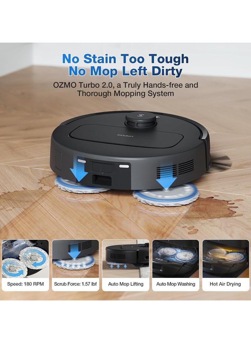 ecovacs - 30 Pro Omni Robot Vacuum Cleaner with Station, Robot Vacuum Cleaner 10000Pa, Hot Water Cleaning and Drying, ZeroTangle 2.0 Brush, 9 mm Skid Lifting, Automatic Emptying 3.5 L 60 W YDLX11-1 Black - Image 1