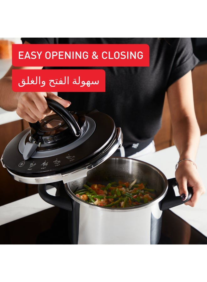 تيفال كليبسو+ شيف 10 لتر | قدر ضغط | 4 برامج للطهي | طهي سريع | غطاء بيد واحدة | صنع في فرنسا | ضمان 2 سنوات | P4551531 10 Lلترات - Image 5