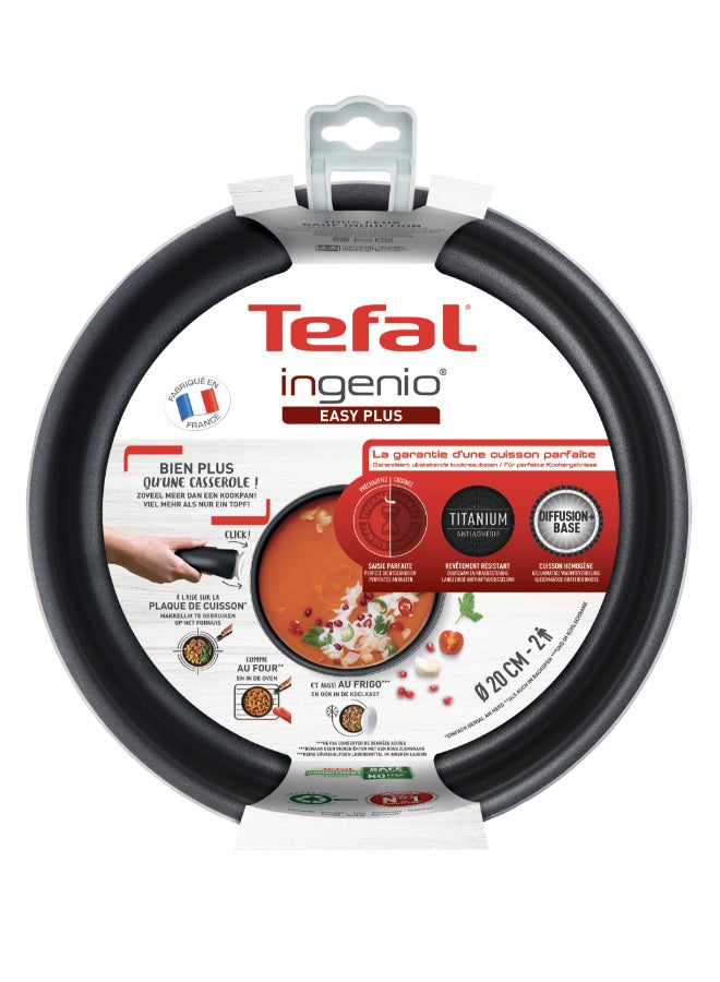 تيفال إنجينيو إيزي بلس | قدر صوص 20 سم | قابل للتكديس | طلاء غير لاصق | صنع في فرنسا | ضمان 2 سنوات | L1503002 - Image 3