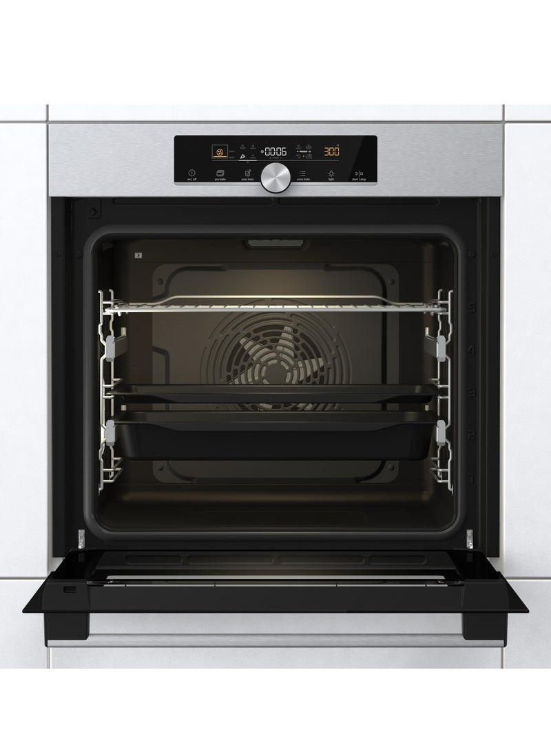 Gorenje Electric oven 60 cm, stainless steel color, 77 liters, Homemade, Defrost, Gentle Close door hinge, Air Fry, Double illumination, BOS6747A01X BOS6747A01X silver - Image 2