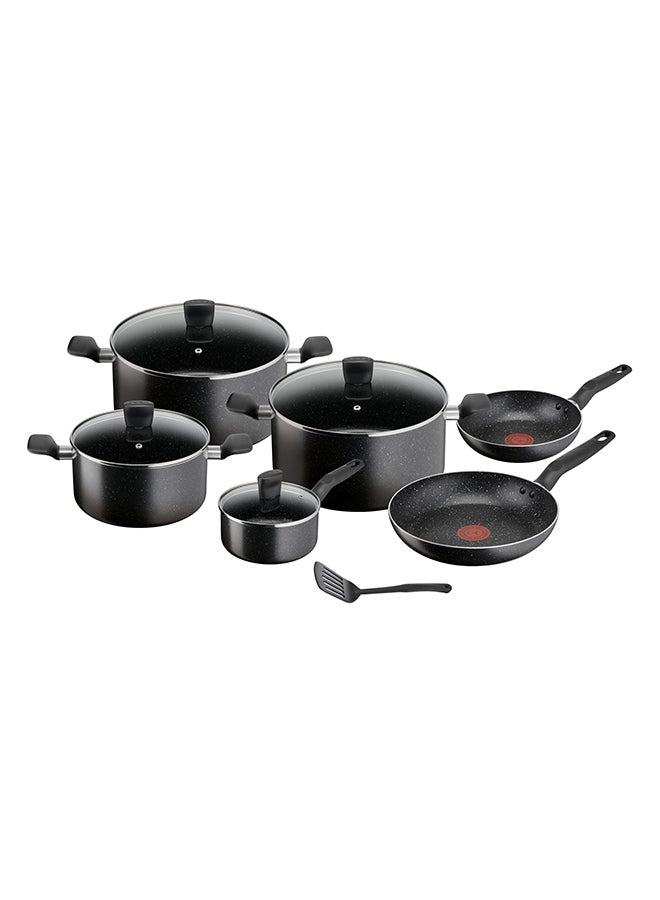 Tefal - TEFAL Dark Stone | 11 pc set | Non-stick Cookware | Safe coating | Heat indicator | Ergonomic handles | Glass lid | Gas | Electric | Ceramic hobs | 2 Years Warranty | B491BS85 Marble - Black White Grey Dots Su - Image 1