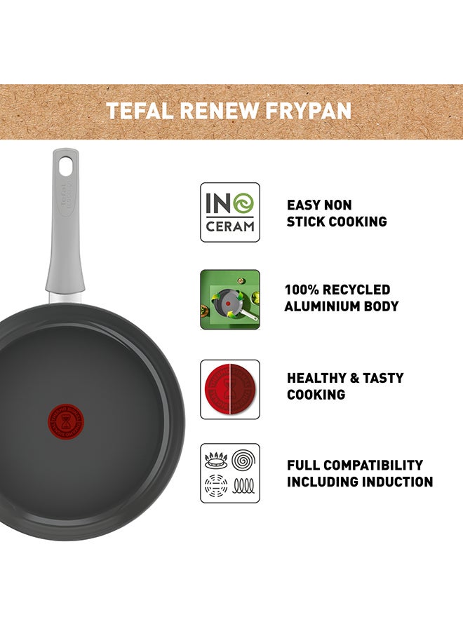 Tefal TEFAL Renew, On | Frypan 28 cm | Ceramic Non-Stick Coating | 100% recycled aluminium body | Healthy Cooking | Made in France | 2 Years Warranty | C4270632 Grey - Hippo Iron  - Image 3