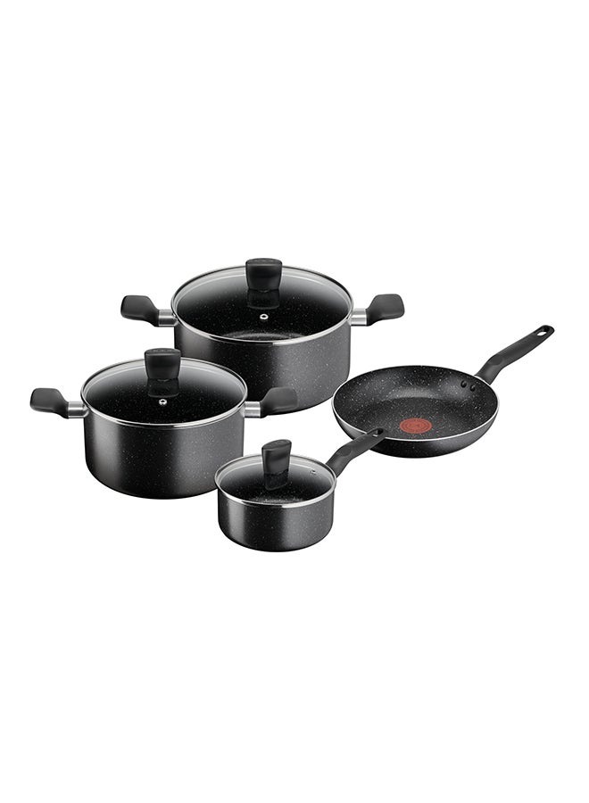 Tefal - TEFAL Dark Stone | 7 pc set | Non-stick Cookware | Safe coating | Heat indicator | Ergonomic handles | Glass lid | Gas | Electric | Ceramic hobs | 2 Years Warranty | B491S785 Marble - Black Whith Grey Dots - Image 1
